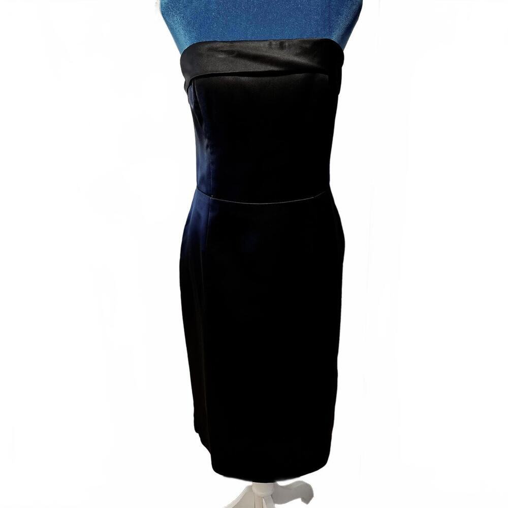 Vintage 70's Lillie Rubin Black Satin Strapless Midi Dress Bombshell Pinup Goth